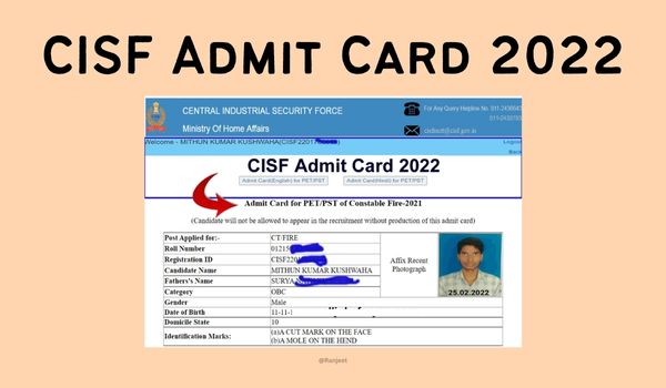 CISF Admit Card 2022